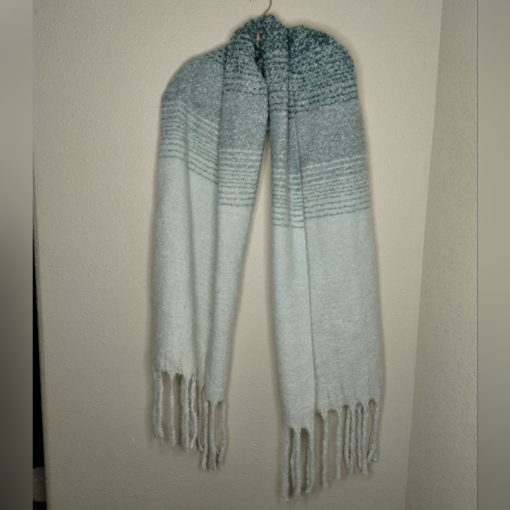 Mer Sea Soft Ombre Teal Cozy Wrap Scarf - Picture 2 of 3
